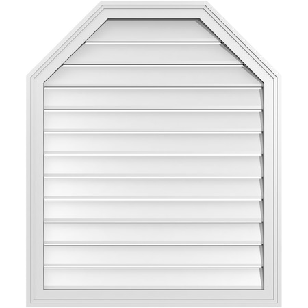 Ekena Millwork Octagonal Top Surface Mount PVC Gable Vent w/ 2"W x 1-1/2"P Brickmould Frame, 30"W x 36"H GVPOT30X3602SF